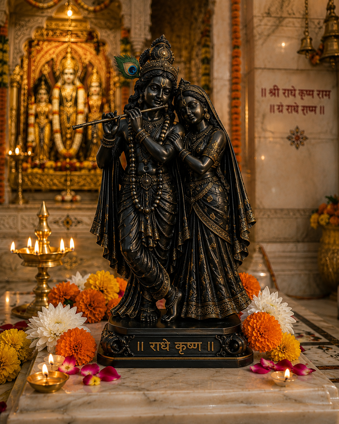 ๐ฆ Premium Matte Black Radha Krishna Ji Murti for Home, Temple, Office & Car Dashboard