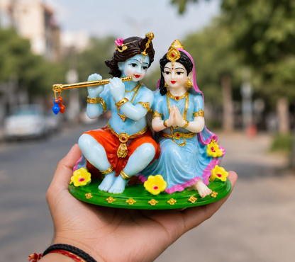 Beautiful Radha Krishna Ji Idol for Home, Pooja Room, Car Dashboard & Gifting 🦚✨