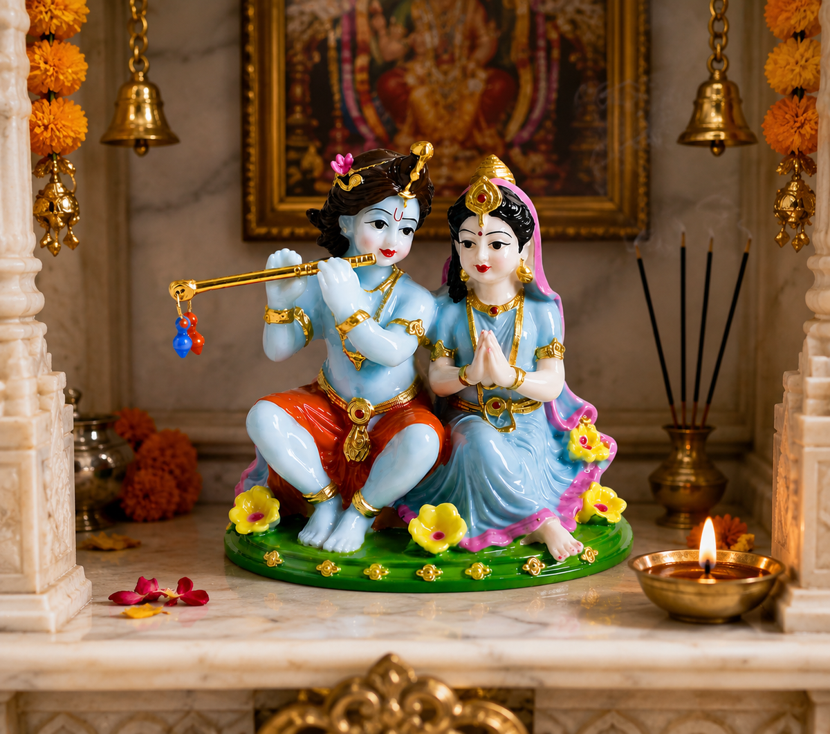 Beautiful Radha Krishna Ji Idol for Home, Pooja Room, Car Dashboard & Gifting 🦚✨