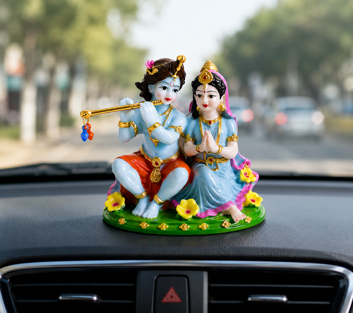 Beautiful Radha Krishna Ji Idol for Home, Pooja Room, Car Dashboard & Gifting 🦚✨