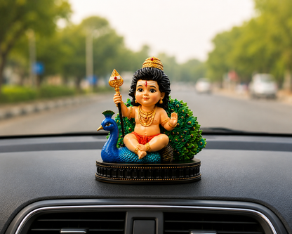 Premium Murugan Ji Murti for Home Temple, Pooja Room, Car Dashboard & Gifting 🙏🦚
