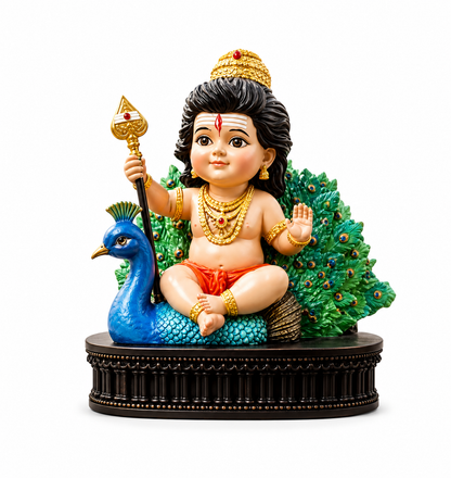 Premium Murugan Ji Murti for Home Temple, Pooja Room, Car Dashboard & Gifting 🙏🦚