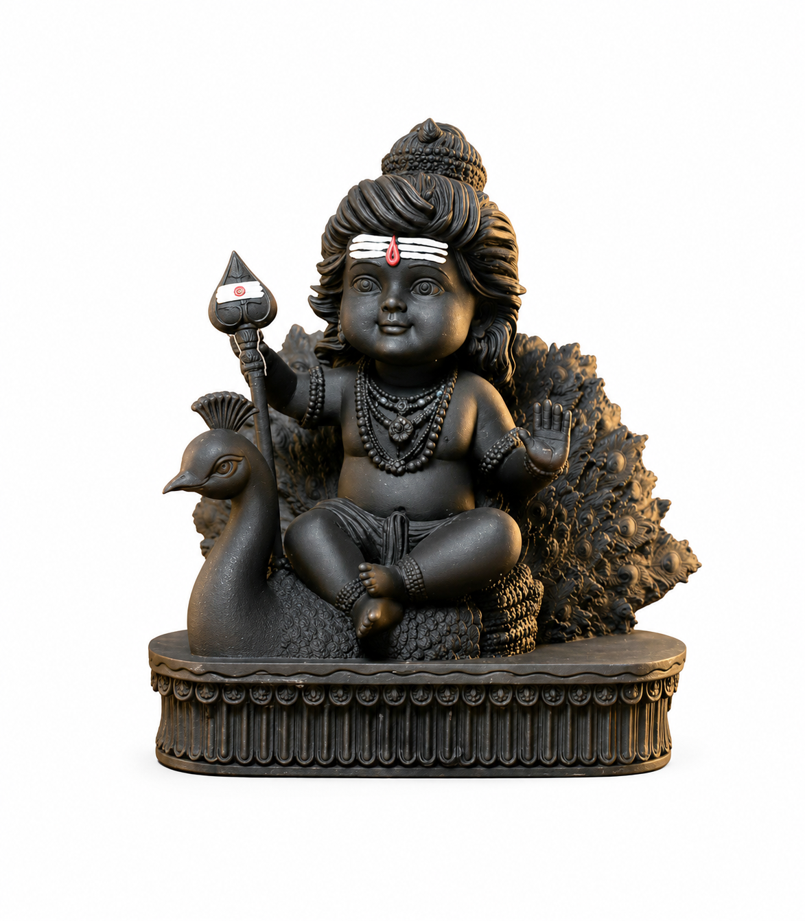 Matte Black Murugan Ji Murti for Home Temple, Pooja Room, Car Dashboard & Gifting 🙏✨