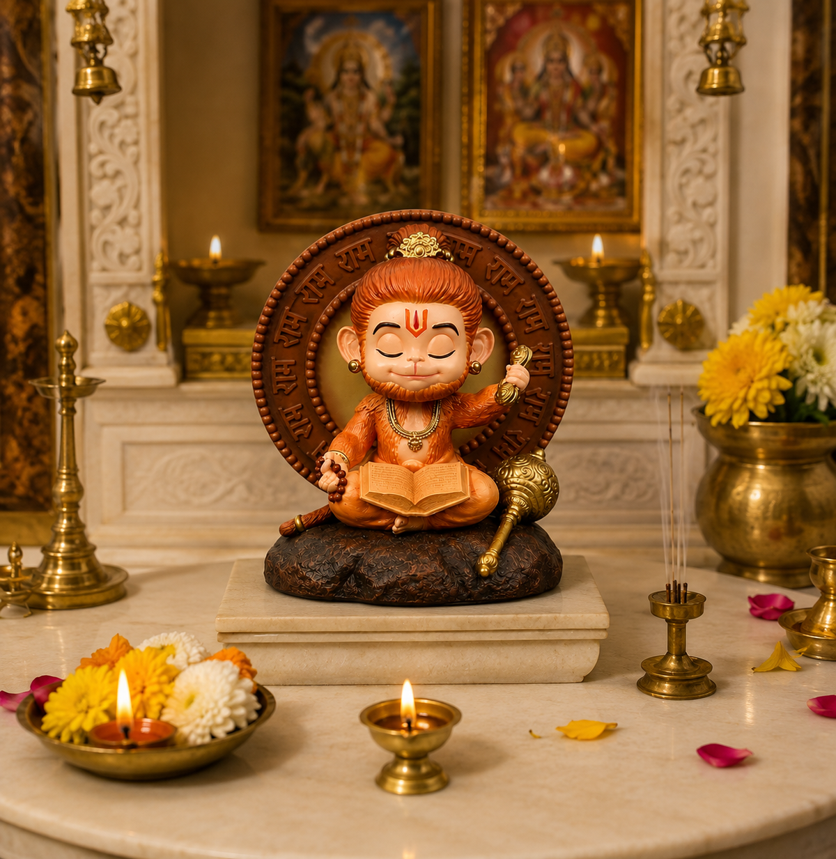 Premium Bal Hanuman Ji Murti for Home Temple, Pooja Room, Car Dashboard & Gifting 🙏✨**