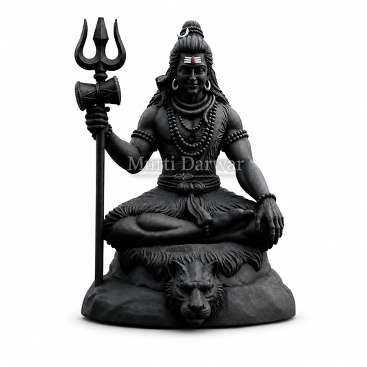 Matte Black Shiv Ji Idol for Home & Office Decor