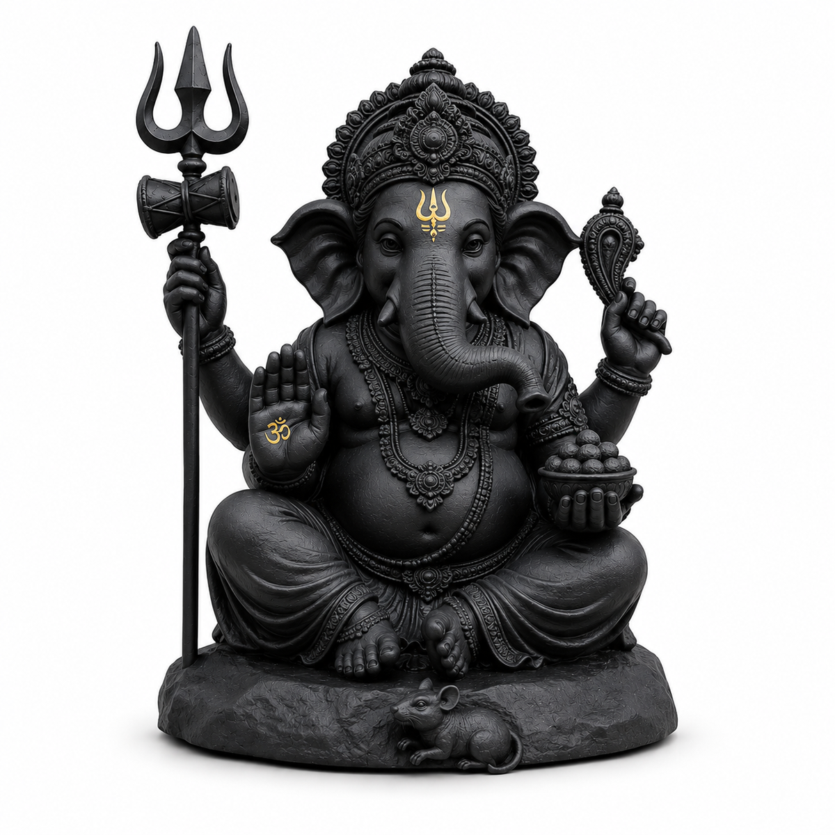 Matte Black Ganesh Ji Murti for Home, Office & Car Dashboard