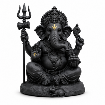 Matte Black Ganesh Ji Murti for Home, Office & Car Dashboard