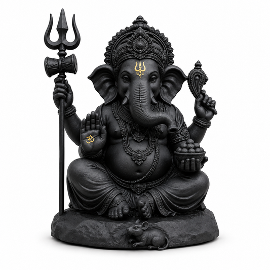 Matte Black Ganesh Ji Murti for Home, Office & Car Dashboard
