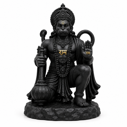 Matte Black Bajrangbali Ji Murti for Home, Car Dashboard & Mandir