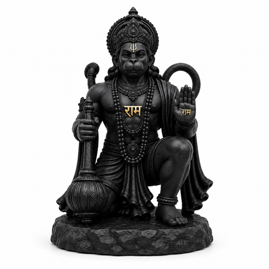 Matte Black Bajrangbali Ji Murti for Home, Car Dashboard & Mandir