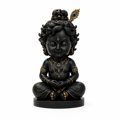 Matte Black krishna Ji Idol for Home & Office Decor