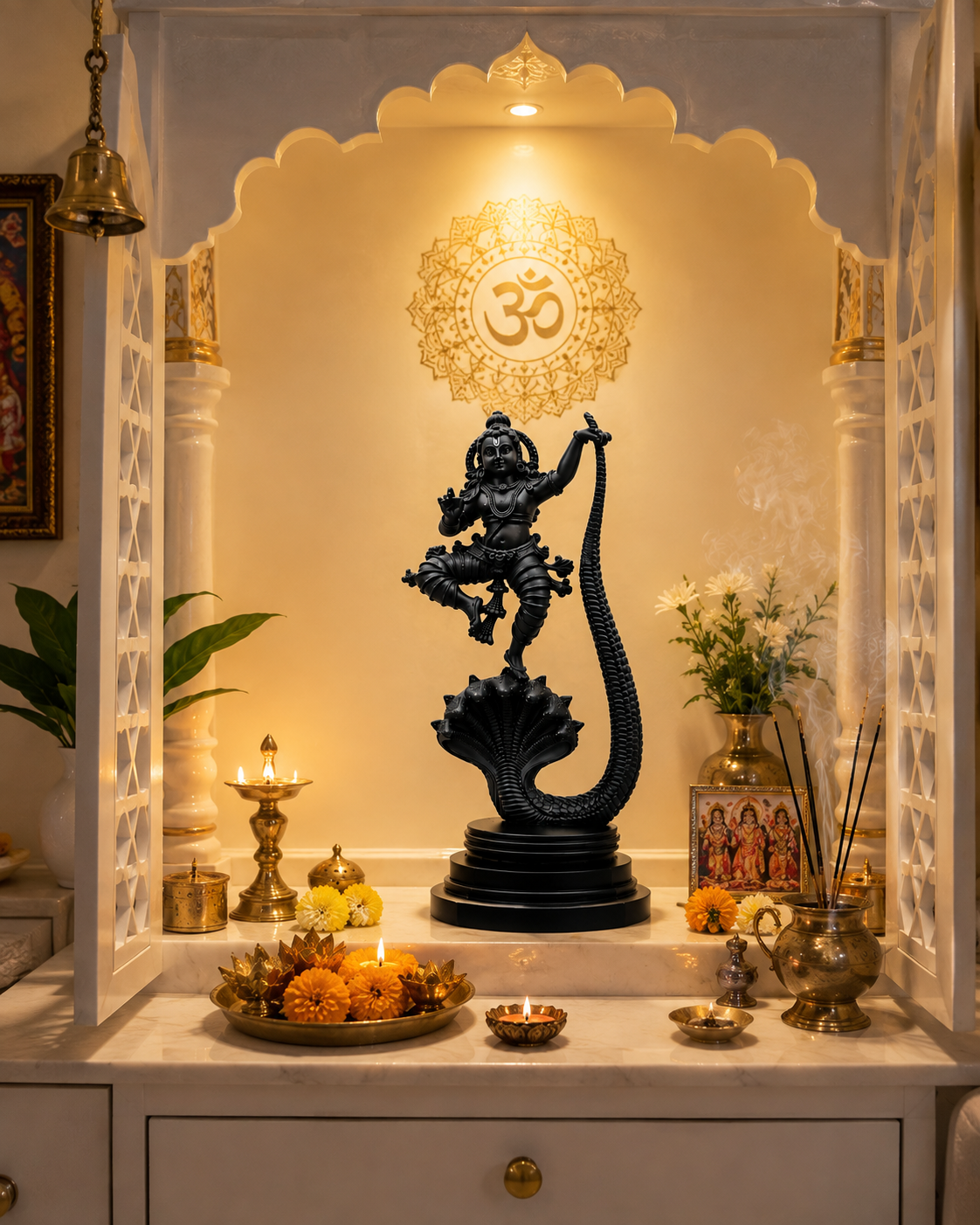 Premium Black Bal Krishna Ji Murti for Home Temple & Car Dashboard