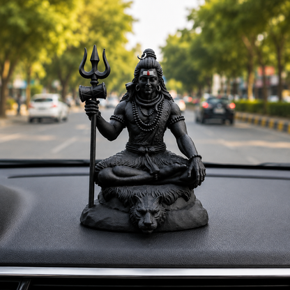 Matte Black Shiv Ji Idol for Home & Office Decor