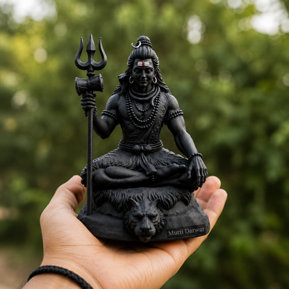 Matte Black Shiv Ji Idol for Home & Office Decor