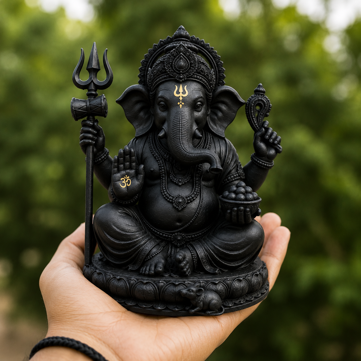 Matte Black Ganesh Ji Murti for Home, Office & Car Dashboard