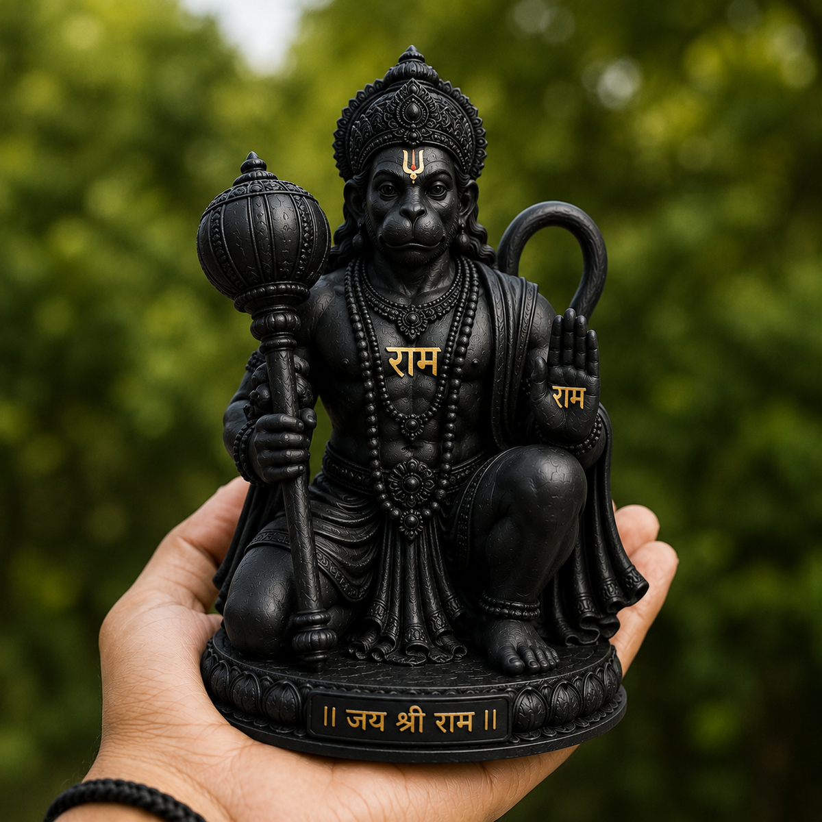 Matte Black Bajrangbali Ji Murti for Home, Car Dashboard & Mandir