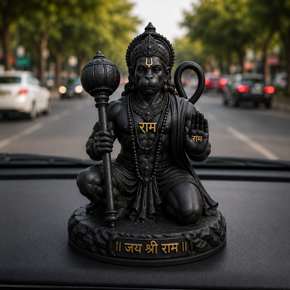 Matte Black Bajrangbali Ji Murti for Home, Car Dashboard & Mandir