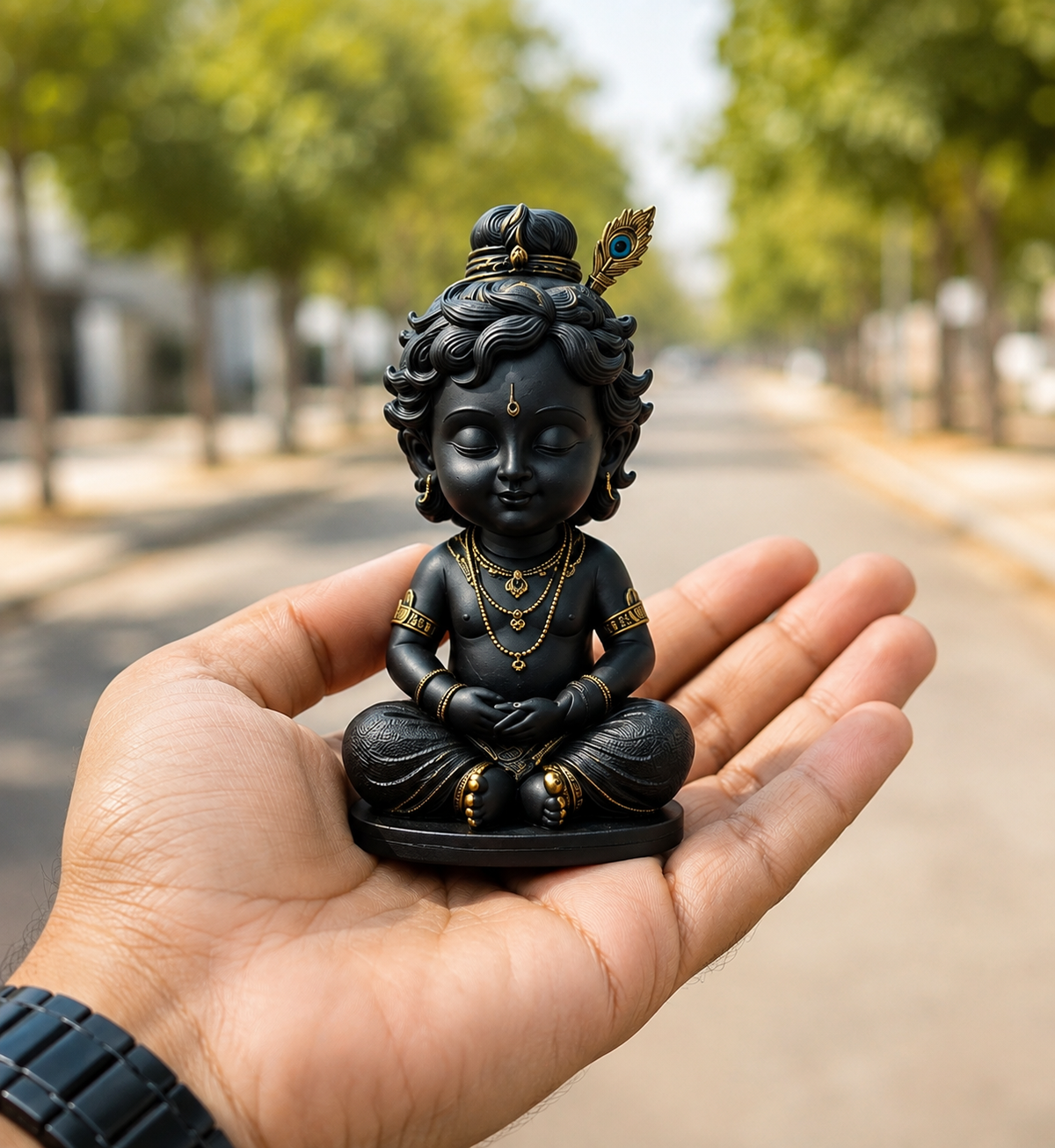 Matte Black krishna Ji Idol for Home & Office Decor