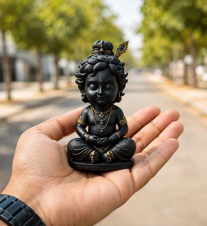 Matte Black krishna Ji Idol for Home & Office Decor