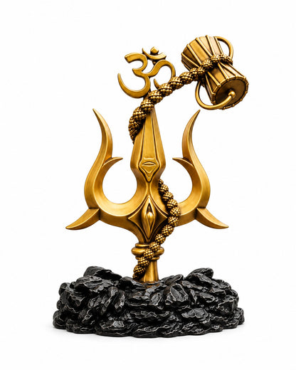 Premium Golden Trishul Damru with Om for Home Temple, Pooja Room, Car Dashboard & Gifting** 🔱🙏