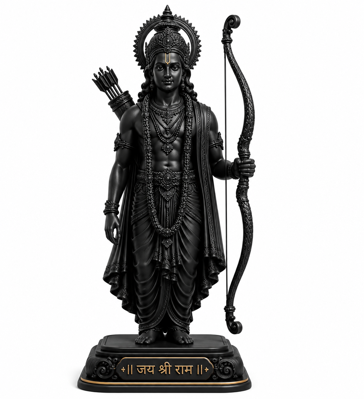 Matte Black Lord Ram Ji Idol for Home, Office & Car Dashboard