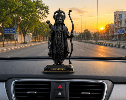 Matte Black Lord Ram Ji Idol for Home, Office & Car Dashboard
