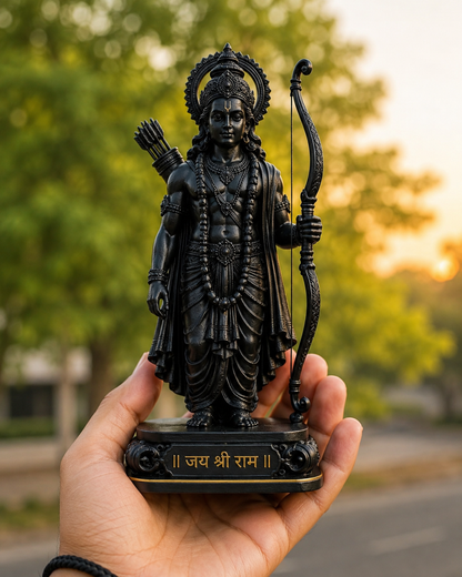 Matte Black Lord Ram Ji Idol for Home, Office & Car Dashboard